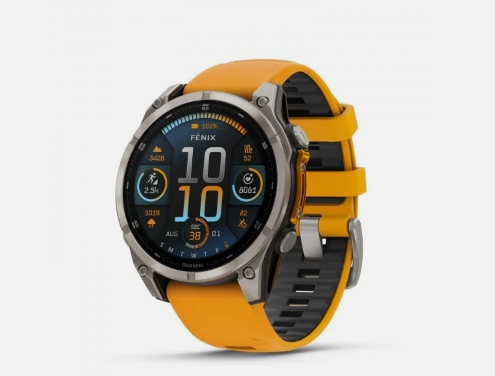 Garmin Fenix 8 47mm Sapphire Titanium with Orange Graphite Band 010-02904-10