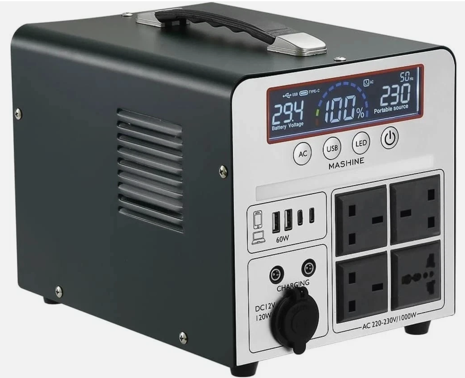 Mashine Power Station 1000W/666Wh, Portable Rechargeable Generator Inverter - Image 4