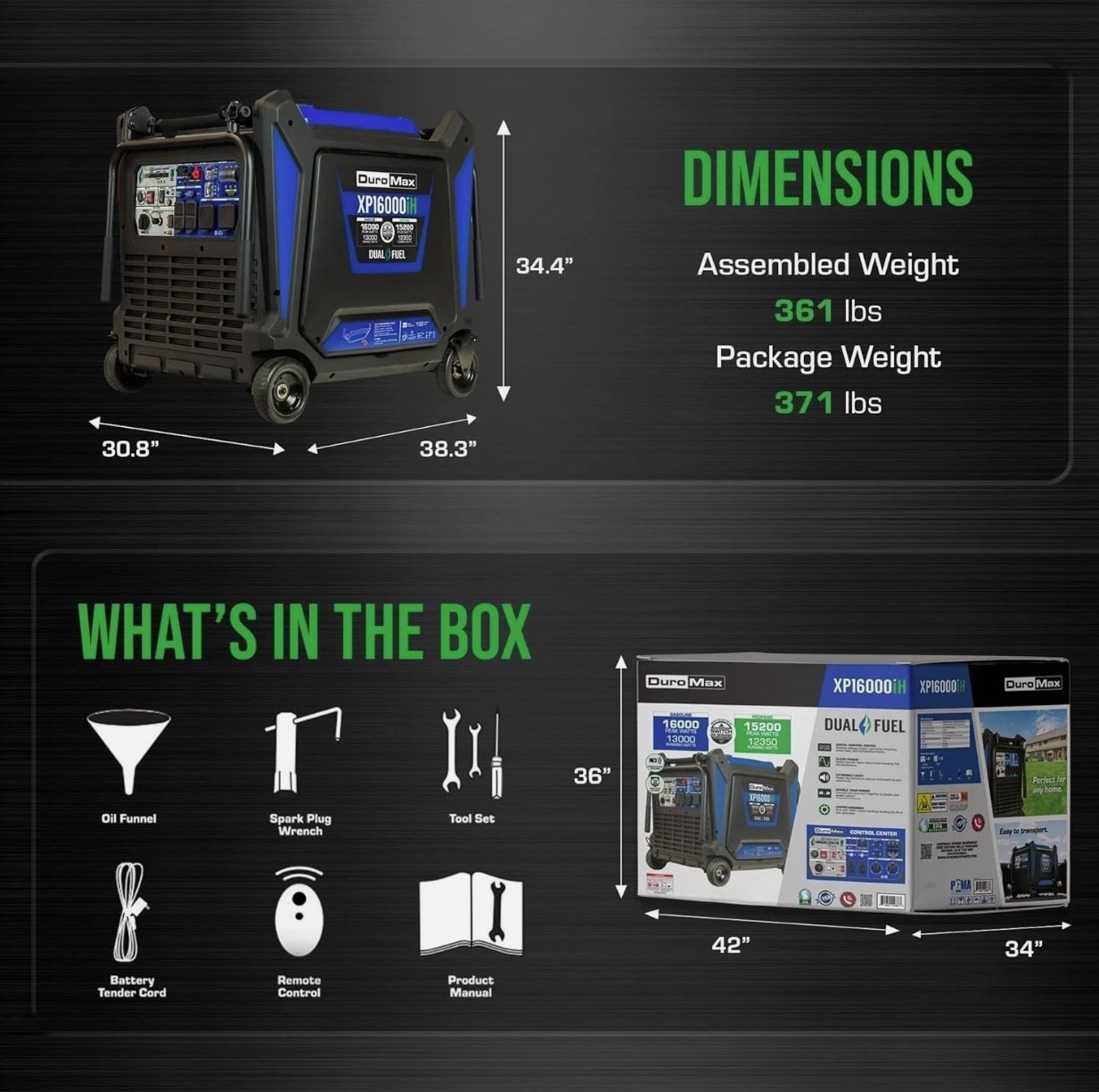 DuroMax XP16000iH 16,000-Watt Dual Fuel Portable Digital Inverter Generator - Gas & Prop - Image 4