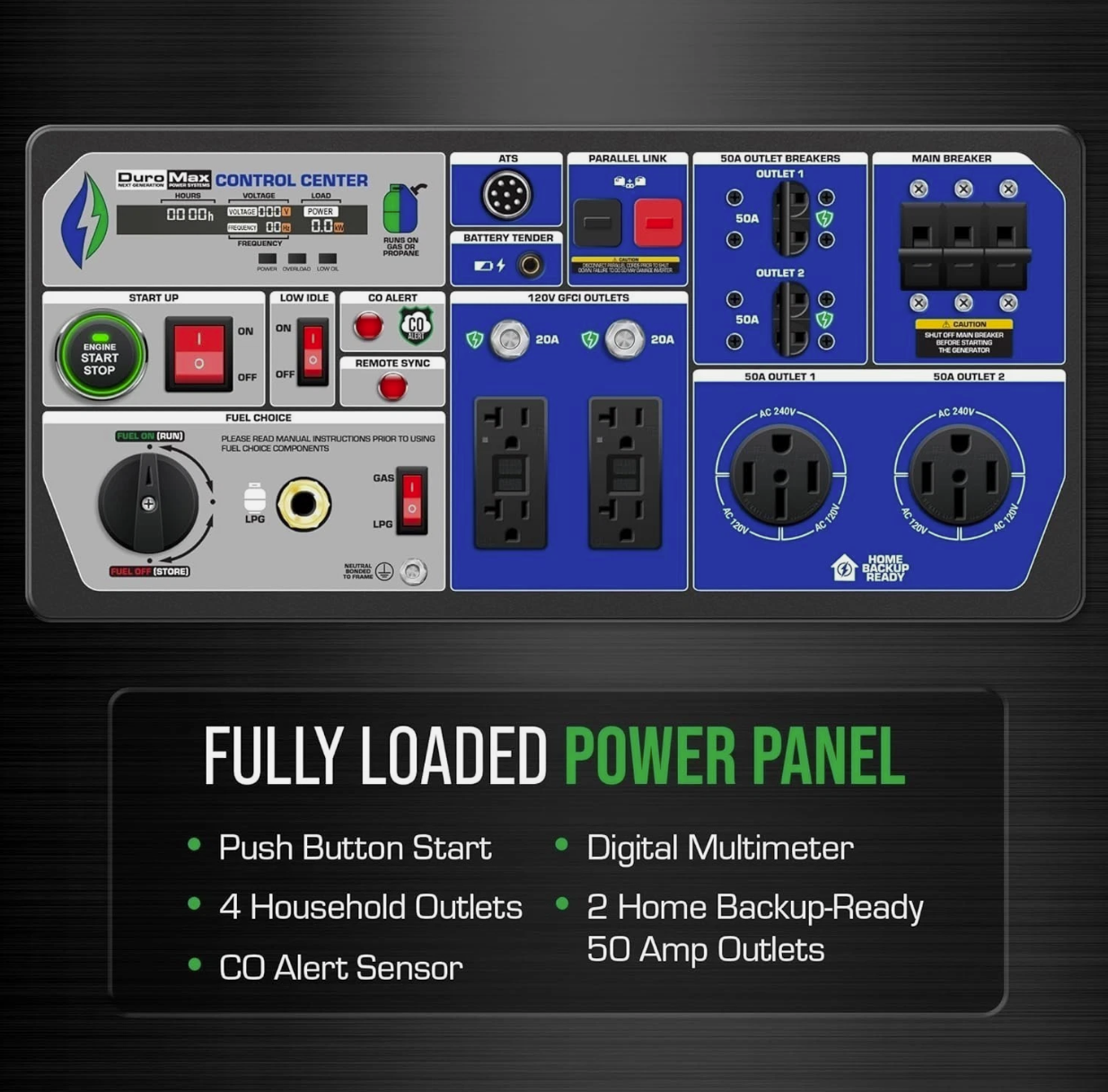 DuroMax XP16000iH 16,000-Watt Dual Fuel Portable Digital Inverter Generator - Gas & Prop - Image 5