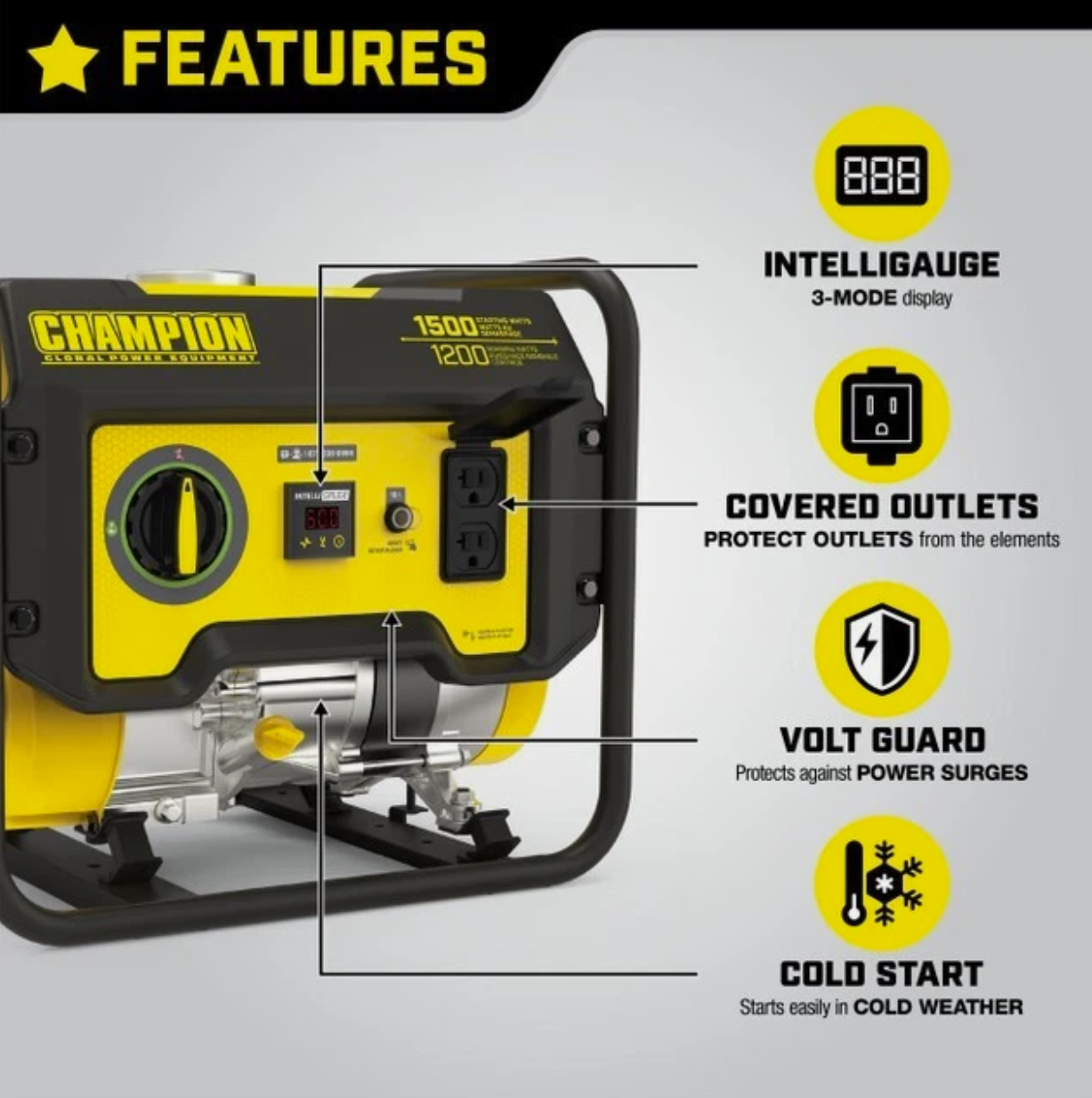 Champion 1200W Portable Generator - Image 3