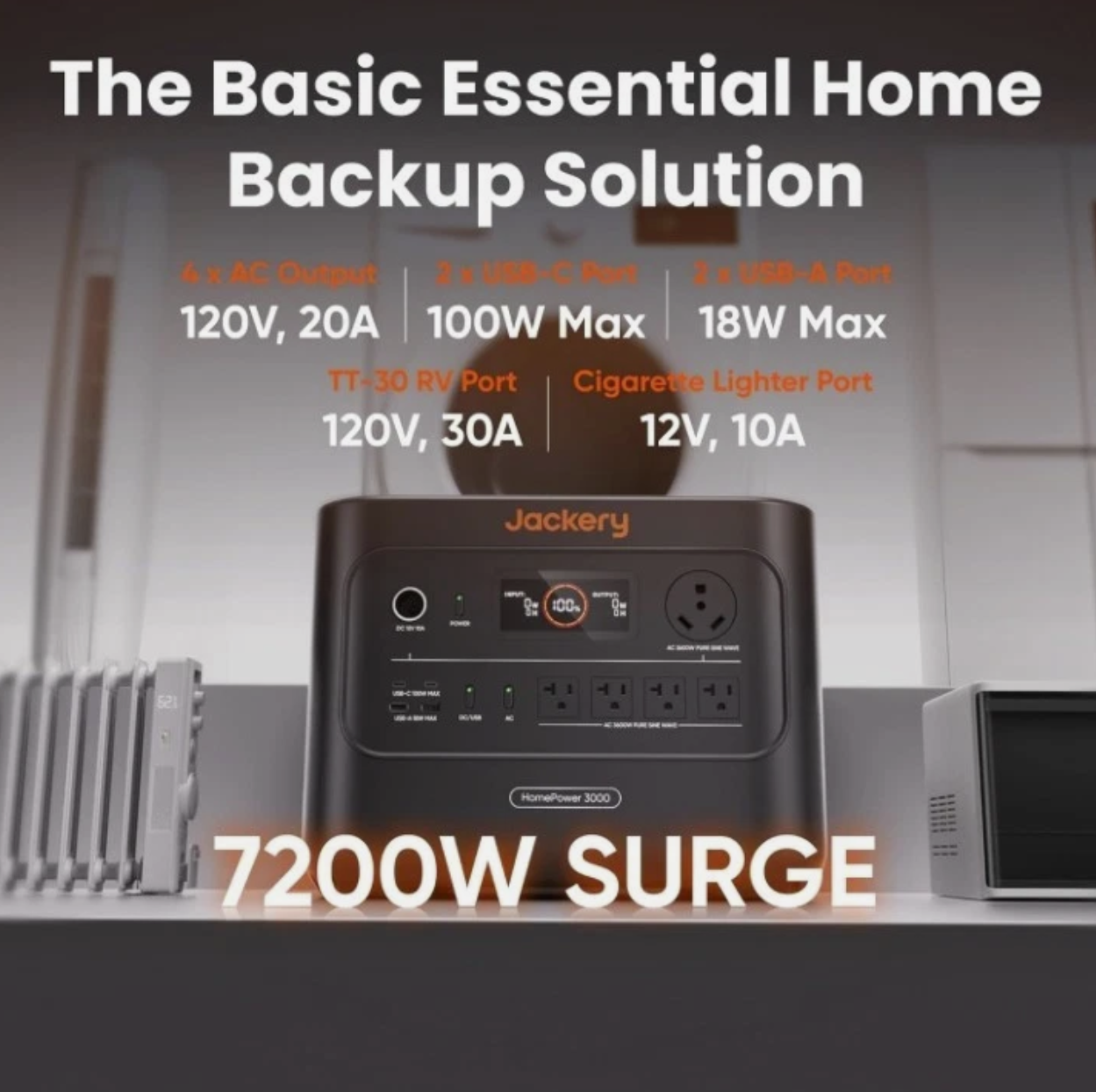 Jackery Home Power 3000 Portable Power Station, 3600W Output - Image 9