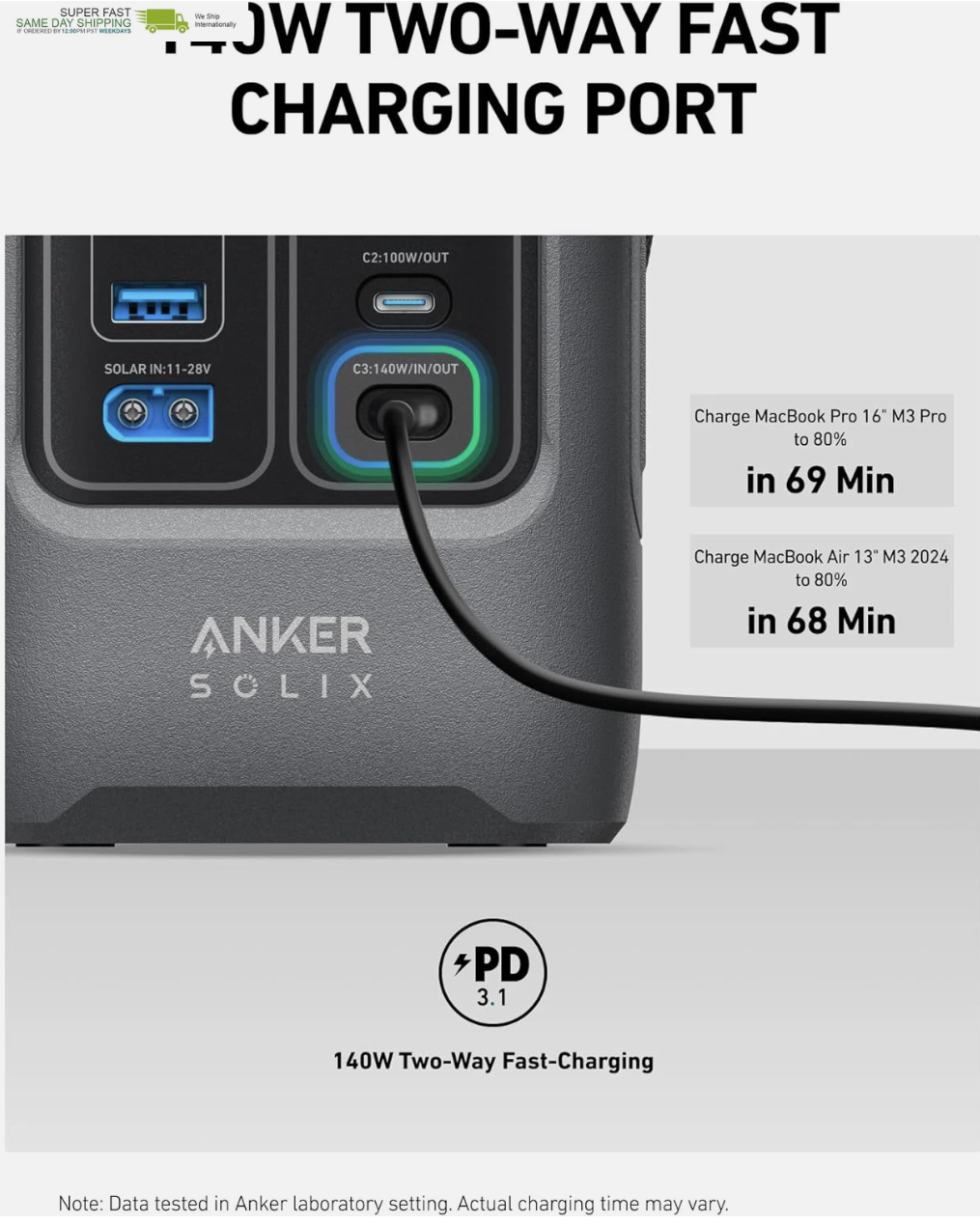 Power Bank Station, 192Wh Portable Power Station, Lifepo4 Battery, 200W Solar - Image 5