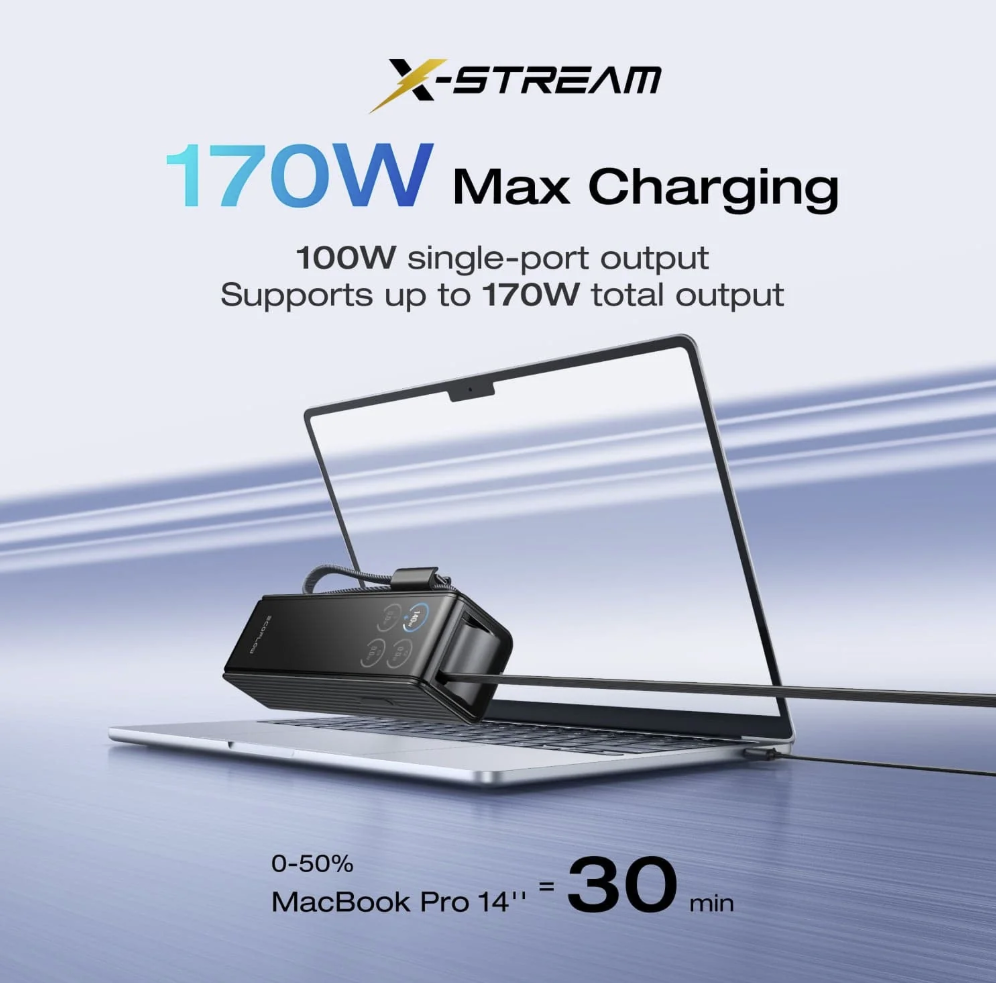 EcoFlow RAPID Power Bank (25,000mAh, 170W, 100W Built-In and Retractable Cables) - Image 5