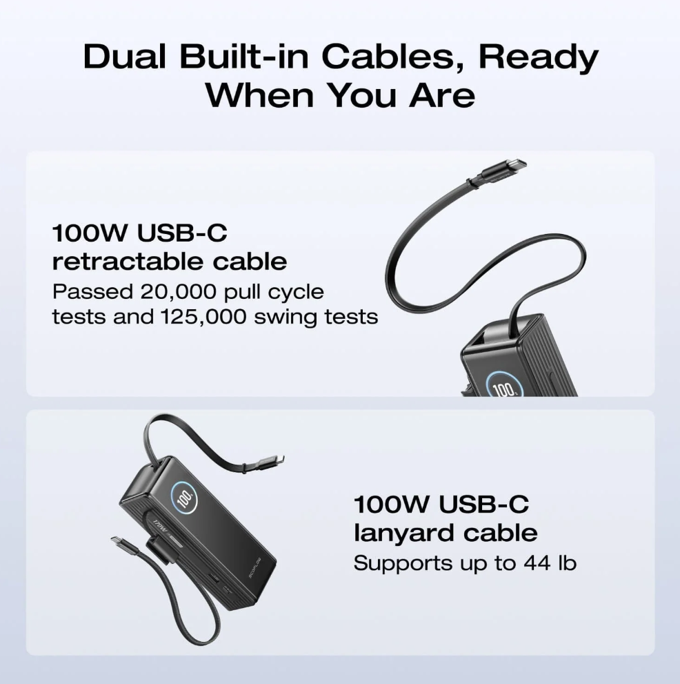 EcoFlow RAPID Power Bank (25,000mAh, 170W, 100W Built-In and Retractable Cables) - Image 6
